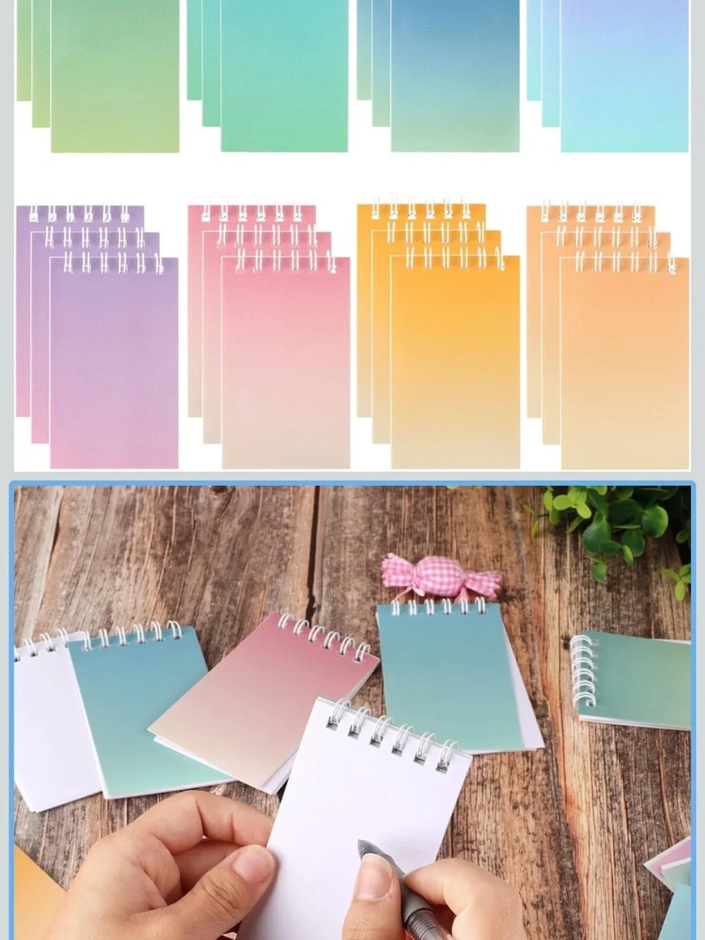 Ombre Mini Spiral Notebooks - Pastel, To Do Notes, Reminders- Burning man favors